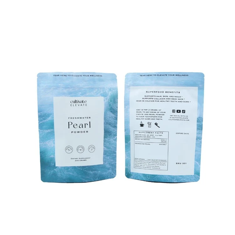 Custom Matte Aluminum Foil Stand-Up Zipper Pouch For Pearl Powder suppliers