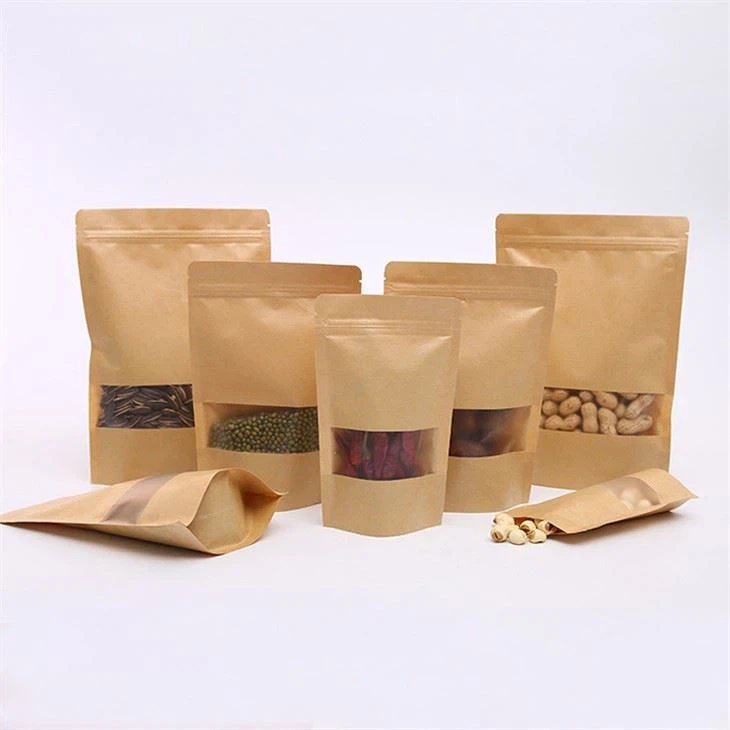 Biodegradable Zipper Brown Kraft Paper Bags