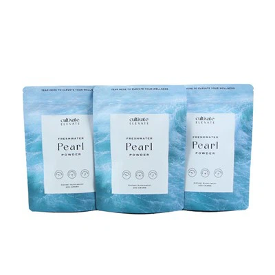 Custom Matte Aluminum Foil Stand-Up Zipper Pouch For Pearl Powder